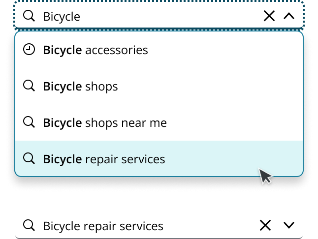 Example of selecting suggestion